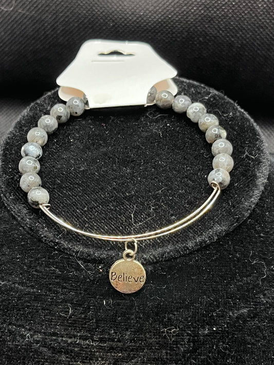 Believe charm beaded bracelet