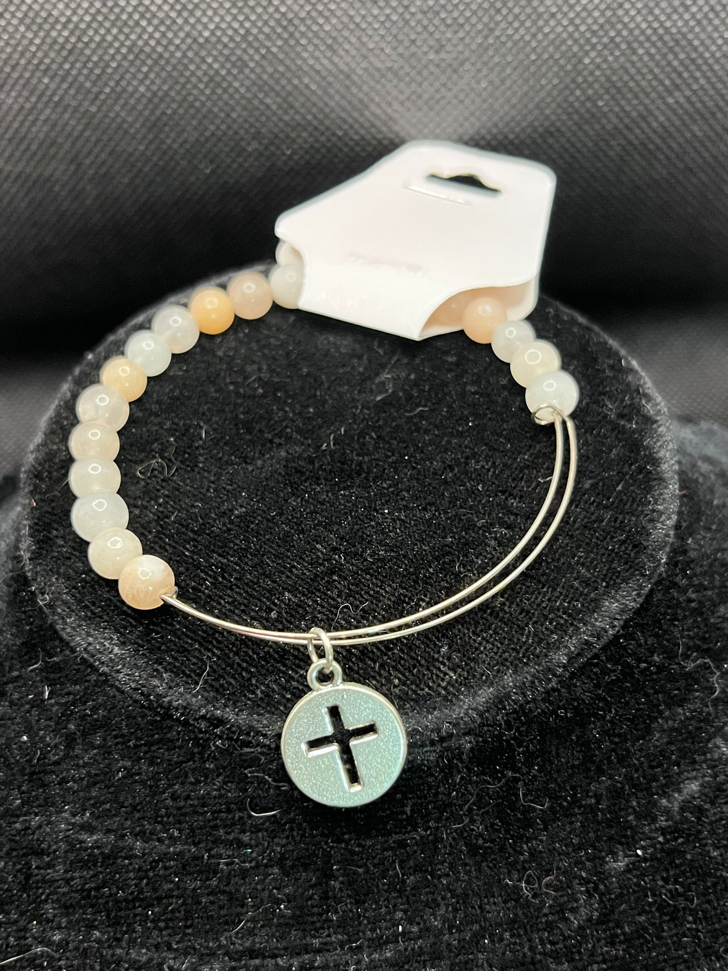 Cross/Circle charm beaded bracelet