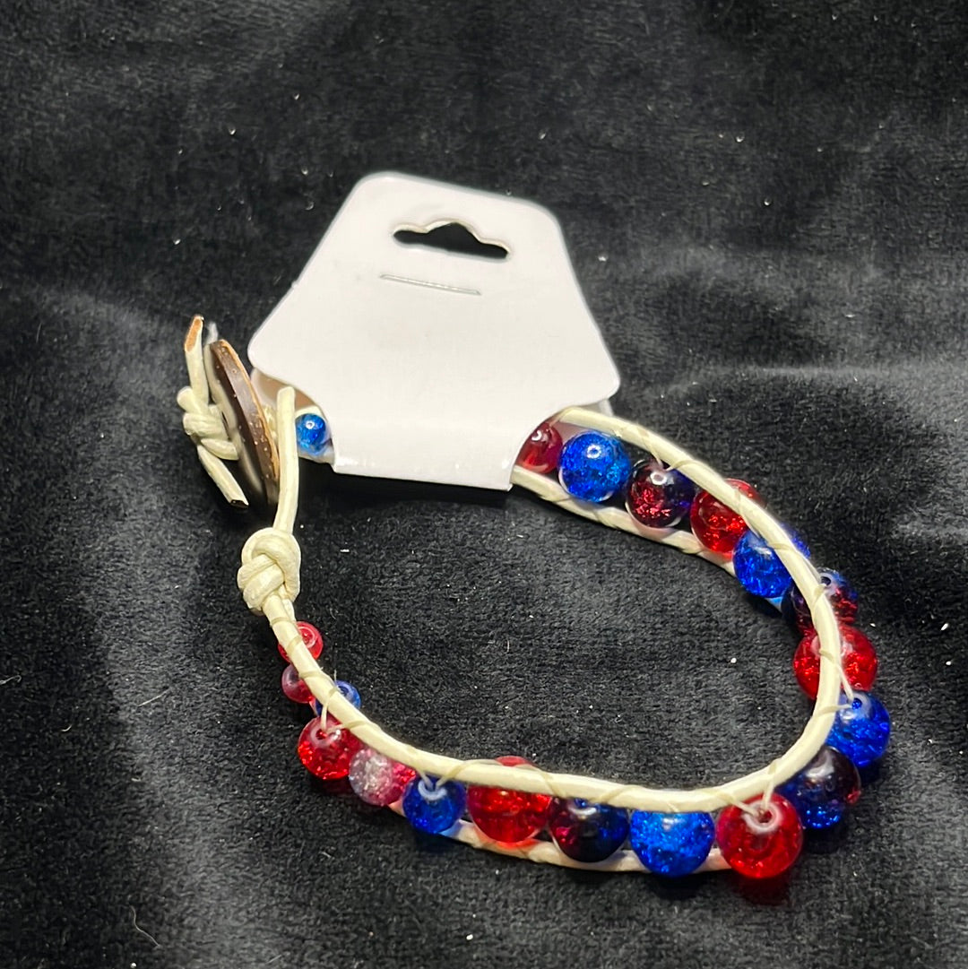 Red White and Blue beaded Bracelet
