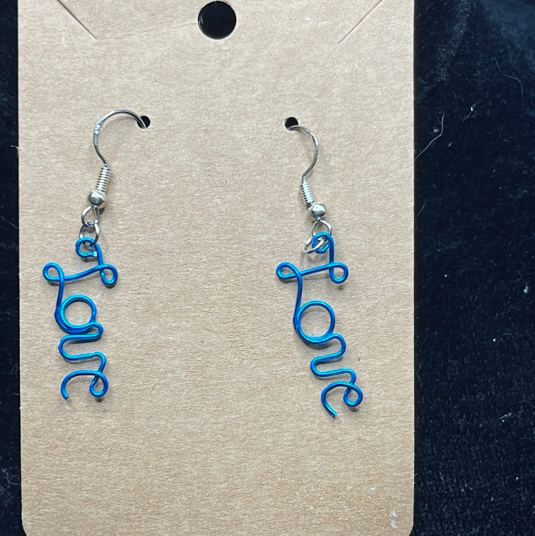 Wire worked Love earrings