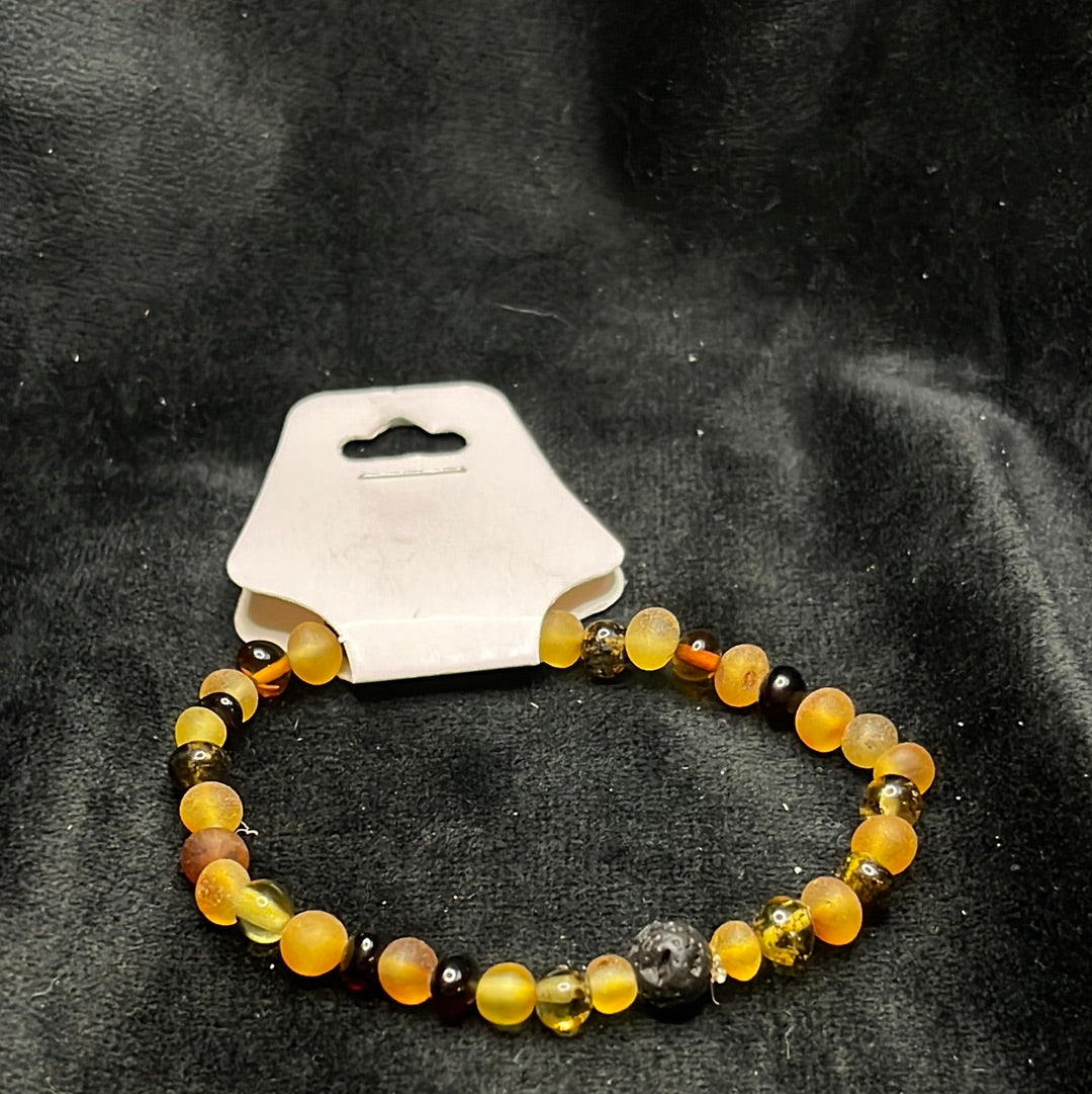 Stretch bracelets with amber beads