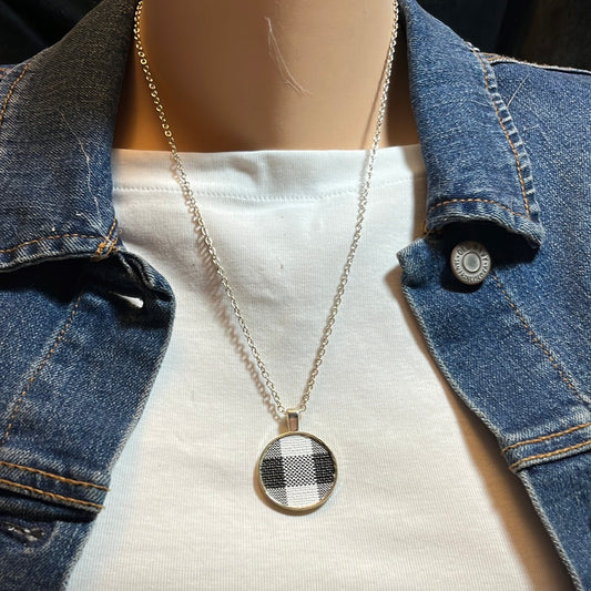 Silver Chain With Plaid charm