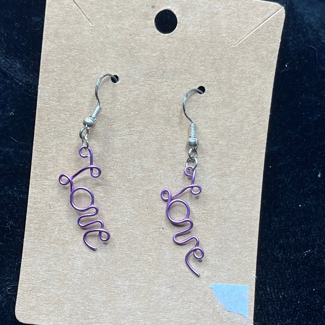 Wire worked Love earrings