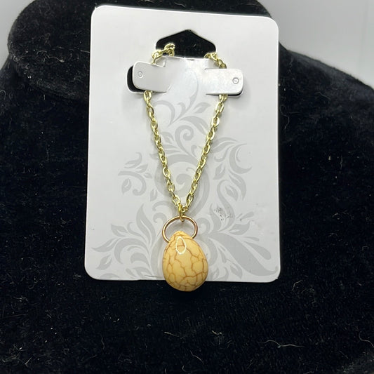 Gold Chain with Tan Teardrop