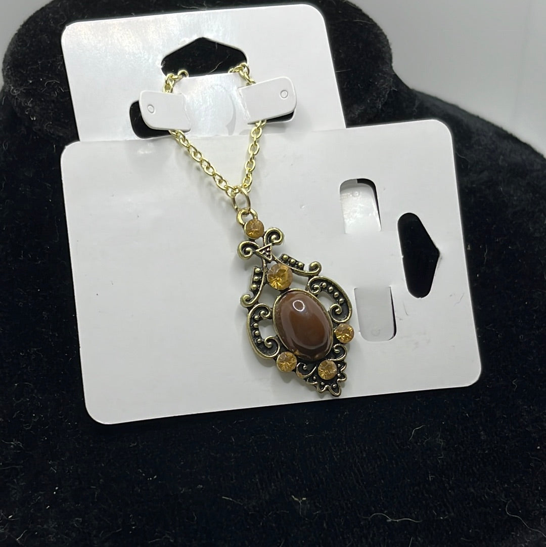 Gold Chain Gold and Brown Charm