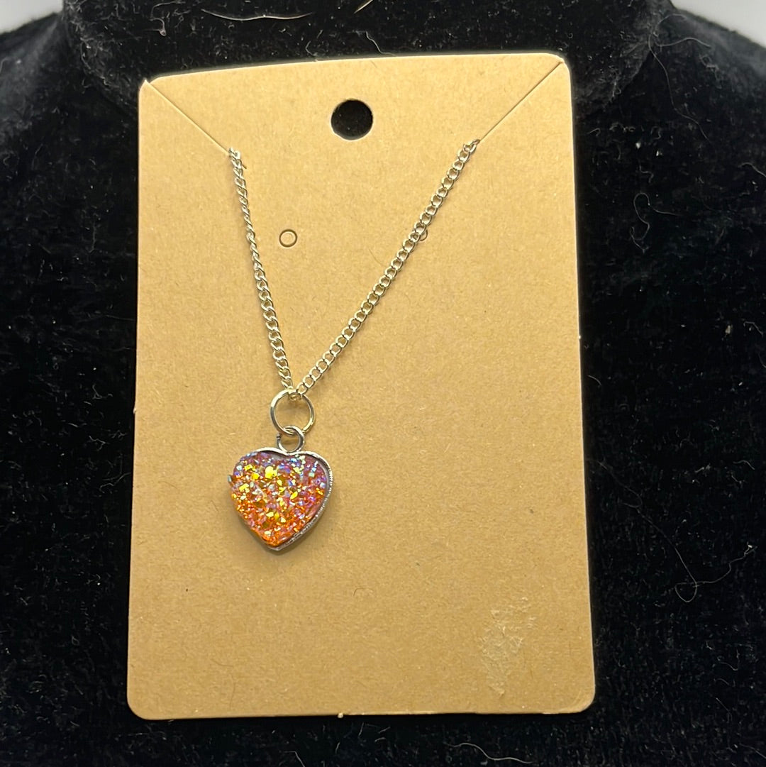 Sparkly Heart Charm on a silver Chain Necklace