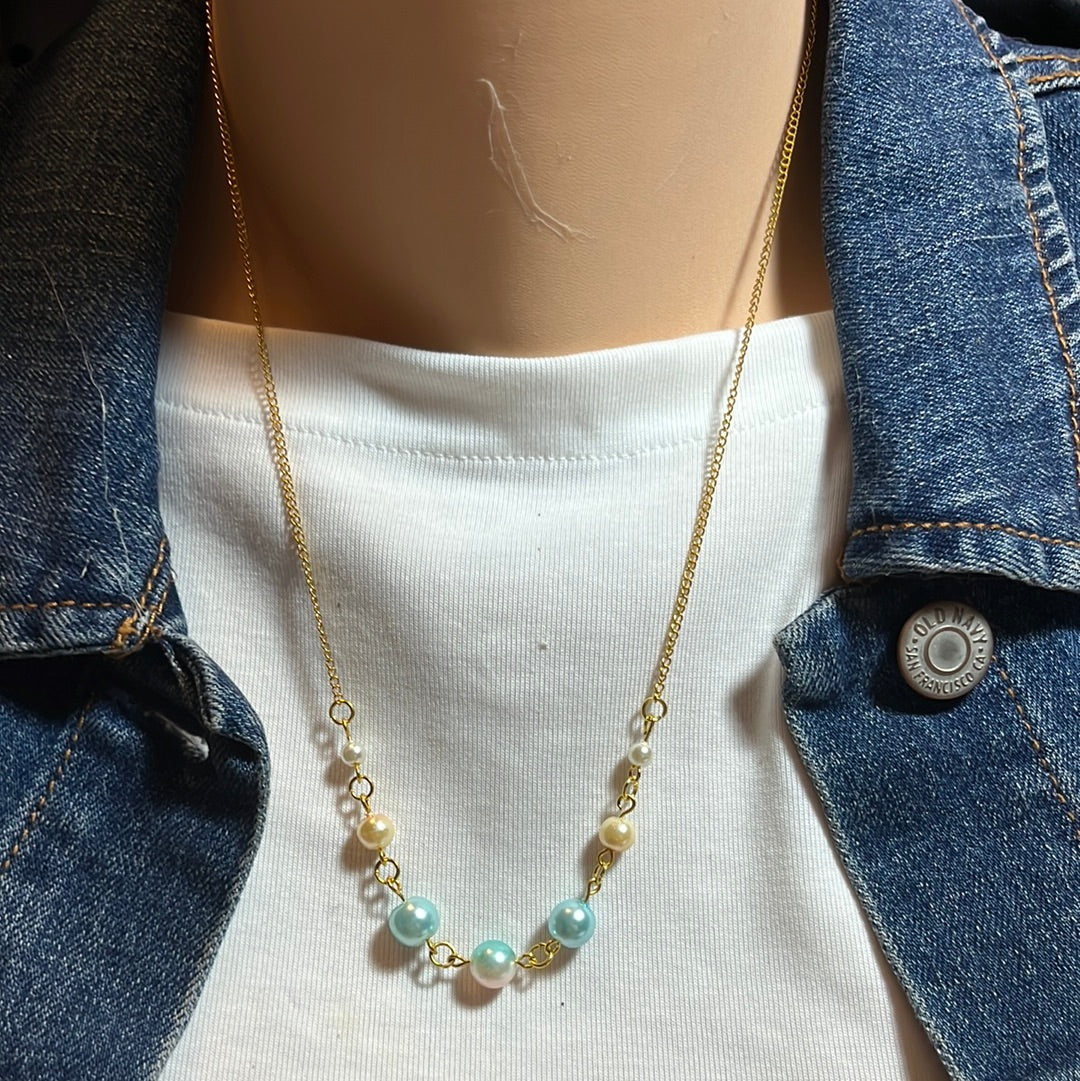 Simple Beaded Gold Chain Necklace