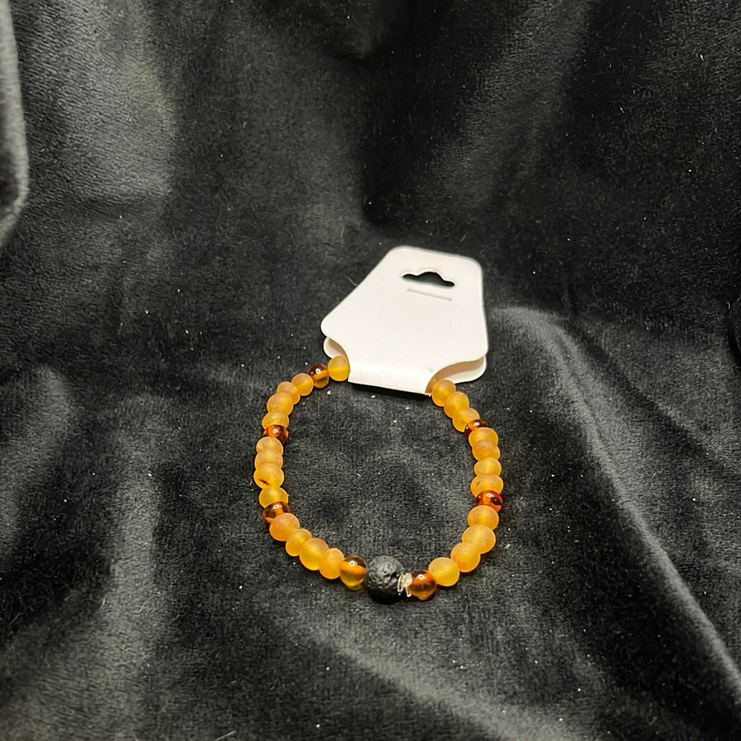 Stretch bracelets with amber beads