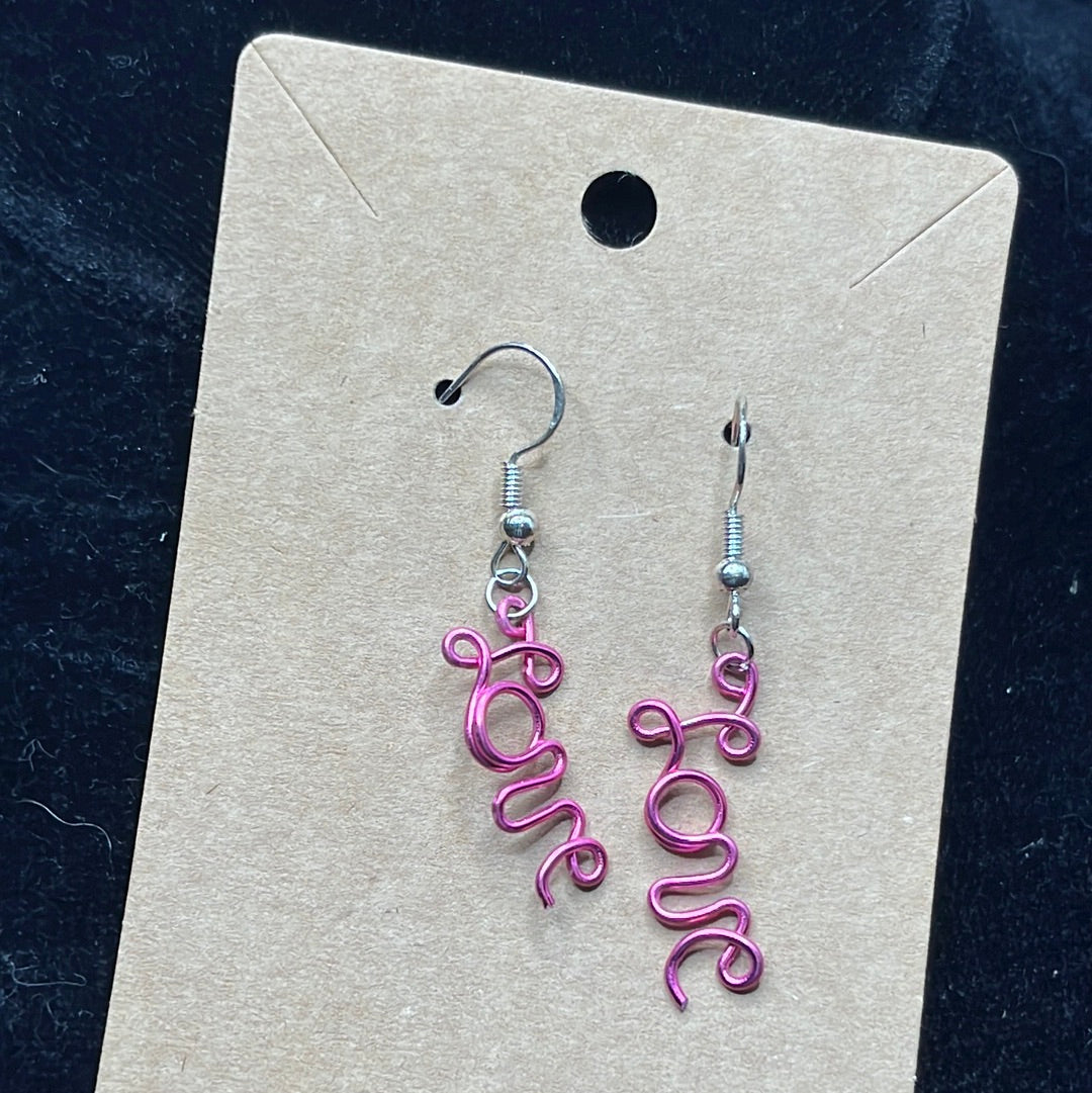 Wire worked Love earrings