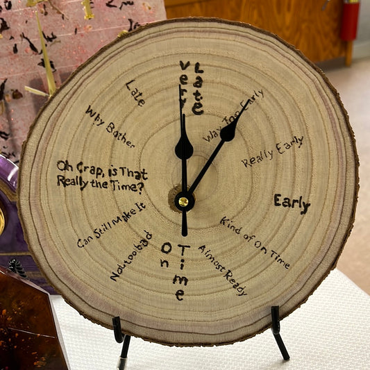 Wood burned clock