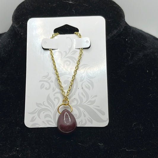 Gold Chain with Brown Teardrop