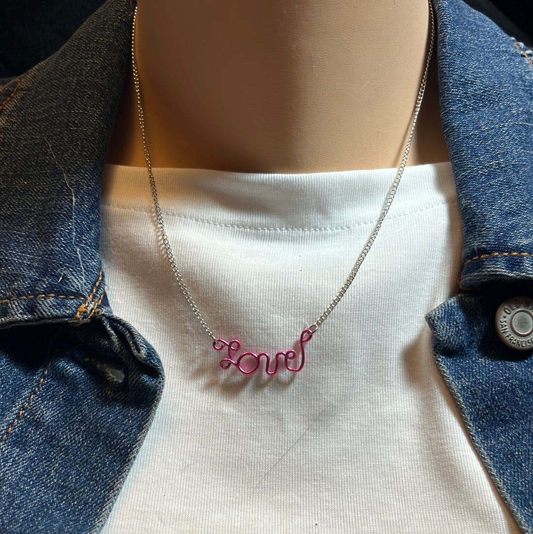 Wire worked “Love” Necklace