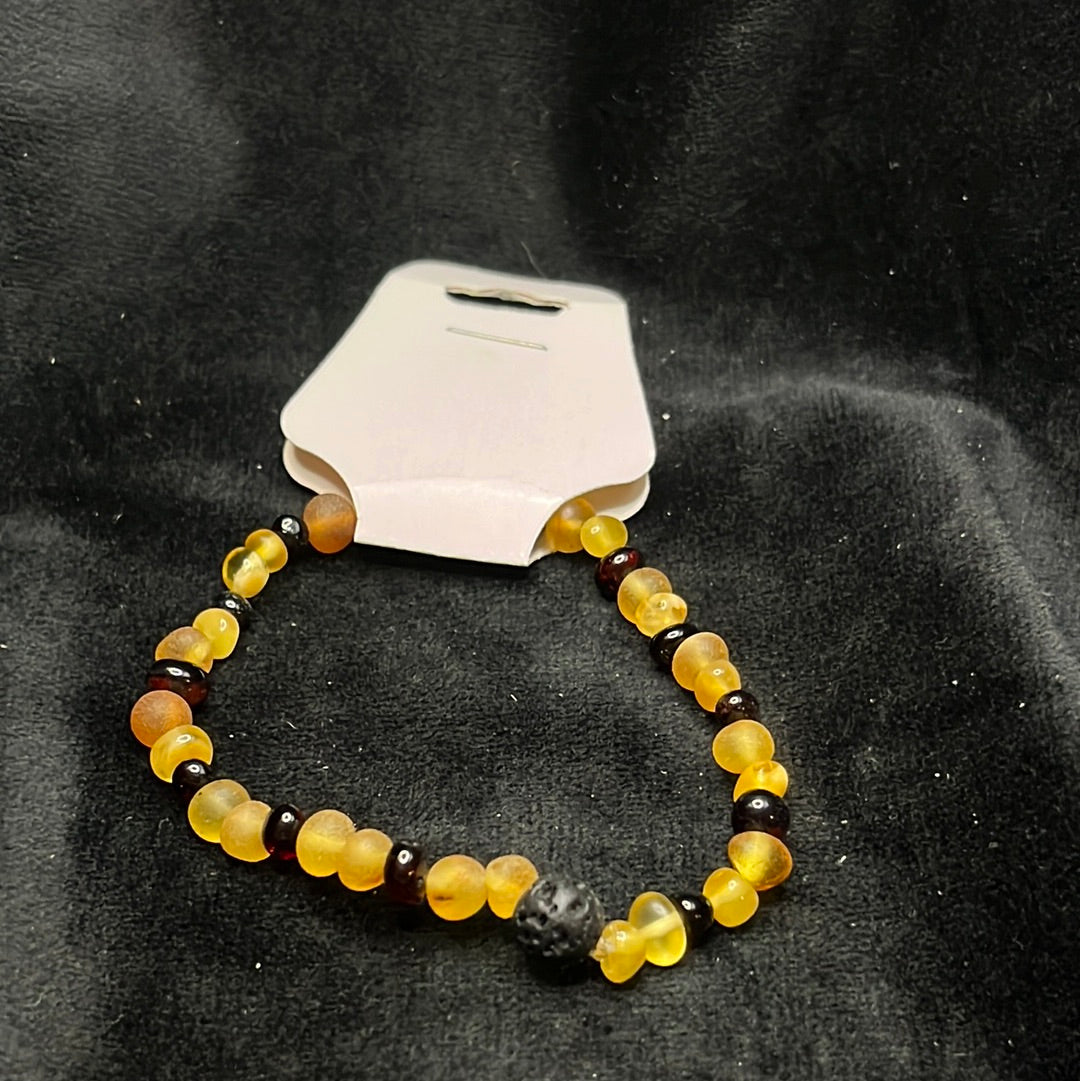 Stretch bracelets with amber beads