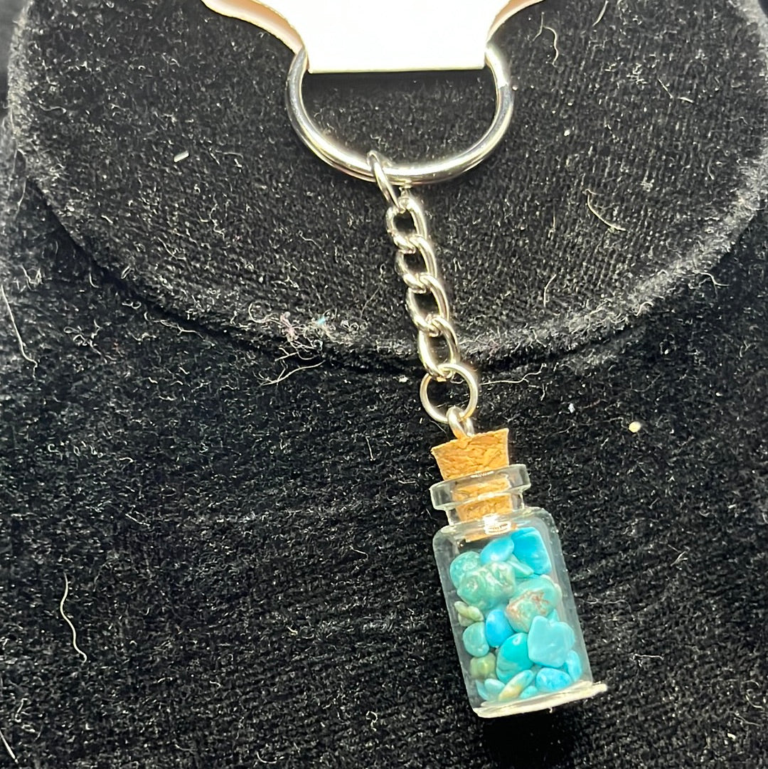 Fairy Jar Keychains with natural chipped stones