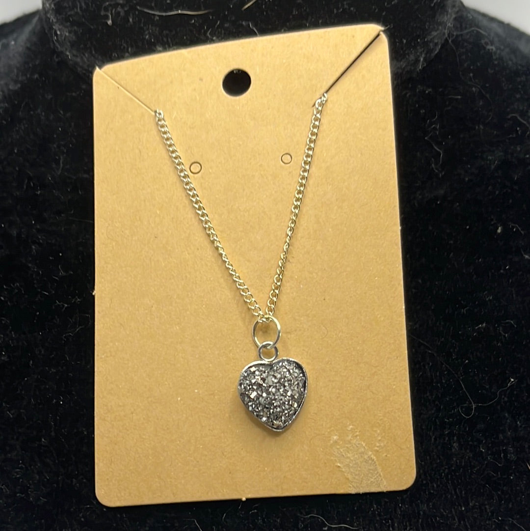 Sparkly Heart Charm on a silver Chain Necklace