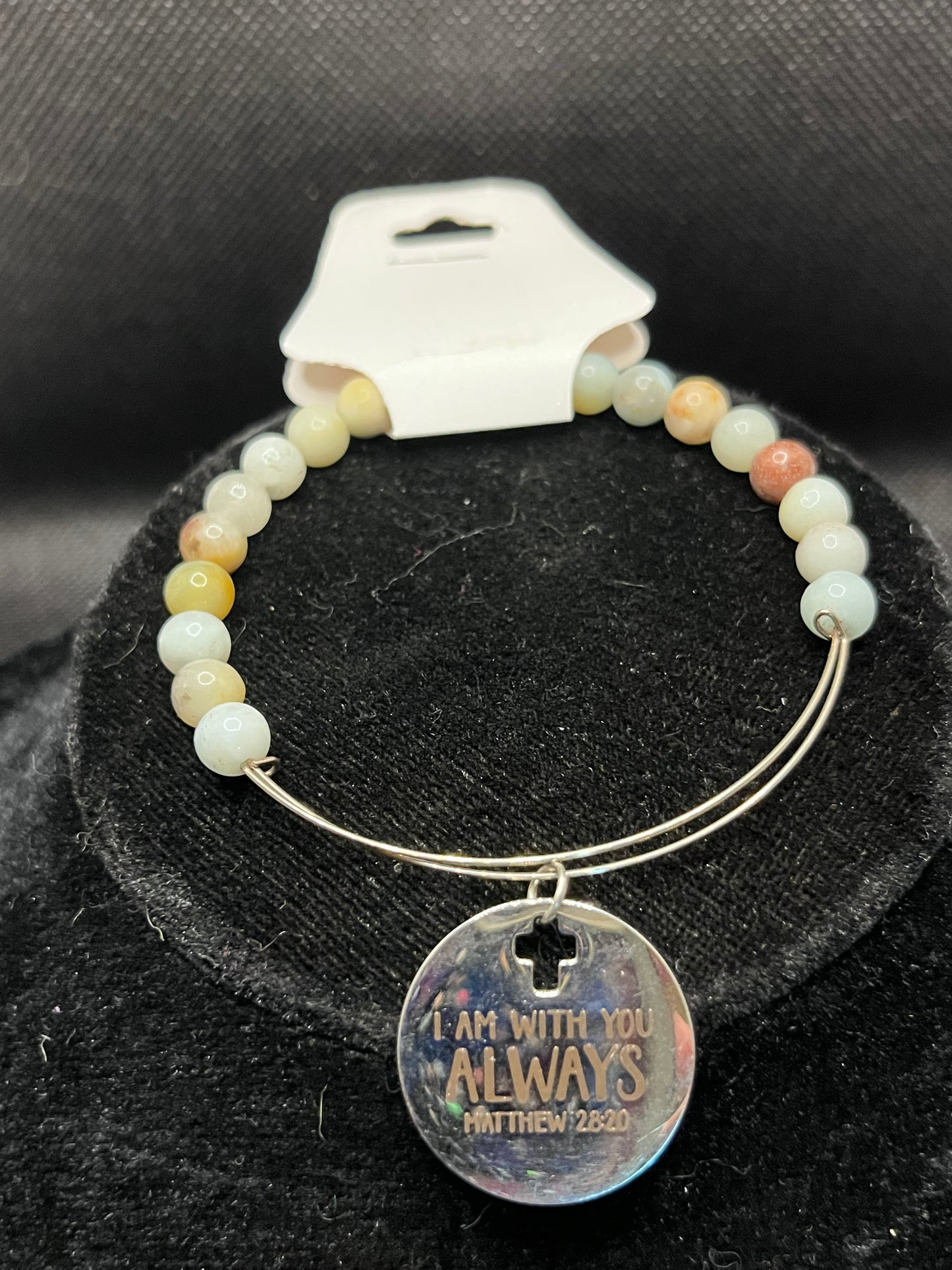 "I am with you always"  charm beaded bracelet