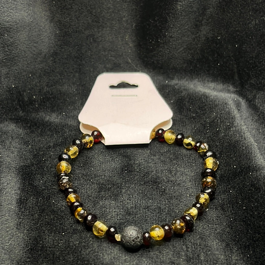 Stretch bracelets with amber beads